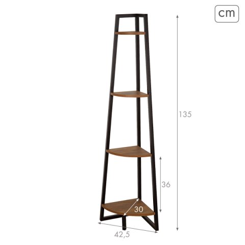 Regał Max Home Czarny Żelazo Drewno MDF 4 Półki 30 x 135 x 30 cm