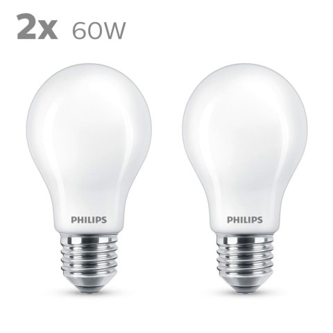 Żarówka LED Philips Classic Standard 60 W Biały E E27 (2700 K) (2 Sztuk)