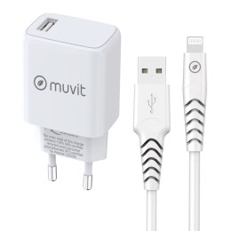Ładowarka Ścienna + Kabel USB A na USB-C Muvit for Change SN-TC170DS1E150A + DC-006 Biały 12 W