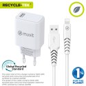 Ładowarka Ścienna + Kabel USB A na USB-C Muvit for Change SN-TC170DS1E150A + DC-006 Biały 12 W