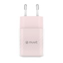 Ładowarka ścienna + kabel-USB-C Muvit for Change Glass GaN Różowy