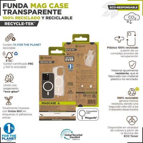 Pokrowiec na Komórkę Muvit for Change iPhone 15 Pro Max Clear Magnetyczny