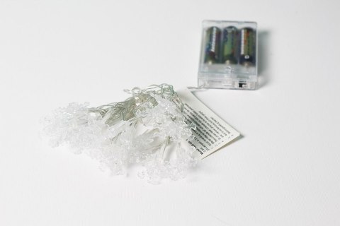 Świąteczny świetlny łańcuch - płatki śniegu, ciepła biel, 20