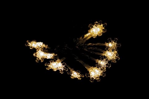 Świąteczny świetlny łańcuch - płatki śniegu, ciepła biel, 20