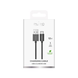 Kabel przewód USB-A - microUSB TPE 12W 1m - czarny