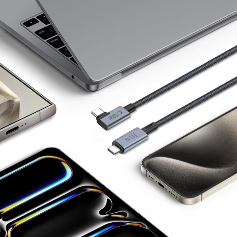 Kabel przewód kątowy i prosty USB-C 4.0 PD 240W 8K 40Gbps 1.5m - szary