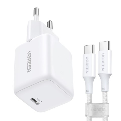 Ładowarka sieciowa X513 GaN USB-C 30W z kablem USB-C 1m - biała