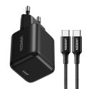 Ładowarka sieciowa X513 GaN USB-C 30W z kablem USB-C 1m - czarna