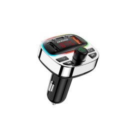 Transmiter samochodowy R2PRO+ z portami ładowania PD 25W Bluetooth 5.3 RGB - czarno-srebrny