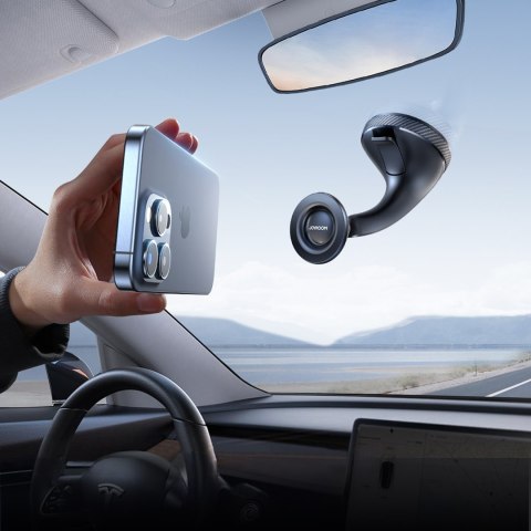 Uchwyt samochodowy magnetyczny na telefon na szybę kokpit - czarny