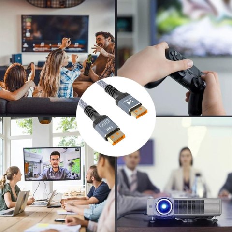 Kabel przewód DisplayPort z ceryfikatem VESA 80 Gb/s 16K HDR HDCP DSC 2m - czarny