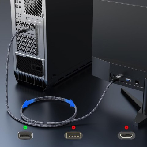 Kabel przewód DisplayPort z ceryfikatem VESA 80 Gb/s 16K HDR HDCP DSC 2m - czarny
