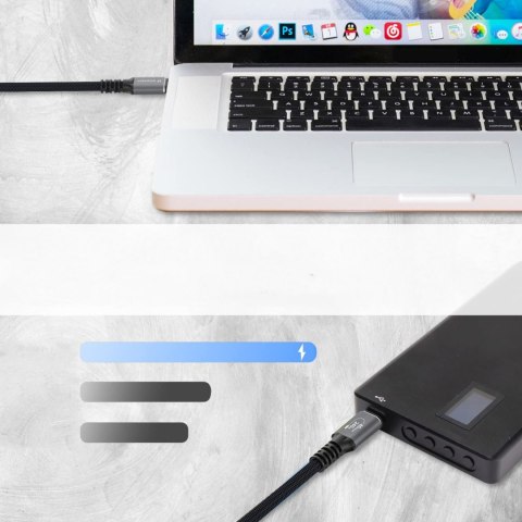 Kabel przewód Thunderbolt 4 USB-C 240W 4K 1m - czarny
