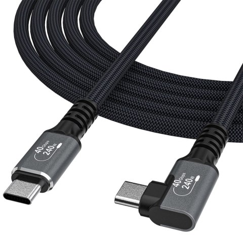 Kabel przewód kątowy Thunderbolt 4 USB-C 240W 4K 1m - czarny