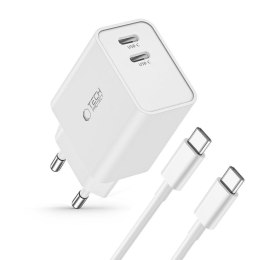 Ładowarka sieciowa C35W 2x USB-C z kablem USB-C 35W - biała