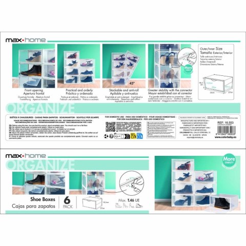 Stackable shoe box Max Home Biały 6 Sztuk polipropylen ABS 35 x 18,5 x 27 cm