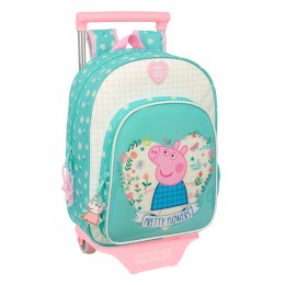 Torba szkolna z kółkami Peppa Pig Pretty flowers Żółty Mięta 26 x 11 x 67 cm 26 x 34 x 11 cm