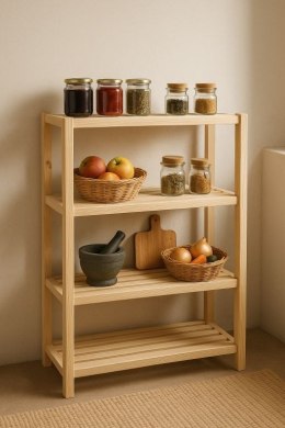 Drewniany regał sosnowy, 4 półki, 133x80x33 cm, produkcja cz