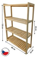 Drewniany regał sosnowy, 4 półki, 133x80x33 cm, produkcja cz