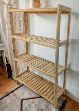 Regał drewniany, 4 półki, 133 x 70 x 33 cm