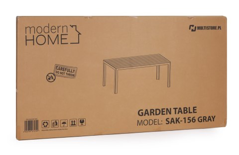 Stół ogrodowy 6-osobowy 156x78 cm polywood meble na taras szary