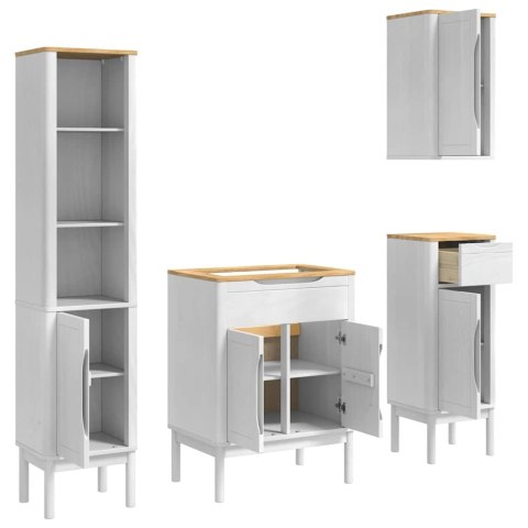 Zestaw mebli łazienkowych 4 pcs Biały Lite drewno sosnowe