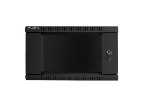 Szafa jednosekcyjna, zamykana na zamek Lanberg WF01-6406-10B (6U; 368mm / 600mm / 450 mm; wisząca; Szklane; 19''; kolor czarny)