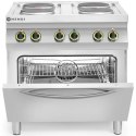 Kuchnia elektryczna 4 płyty z piekarnikiem konwekcyjnym GN1/1 Kitchen Line - Hendi 225936