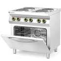 Kuchnia elektryczna 4 płyty z piekarnikiem konwekcyjnym GN1/1 Kitchen Line - Hendi 225936