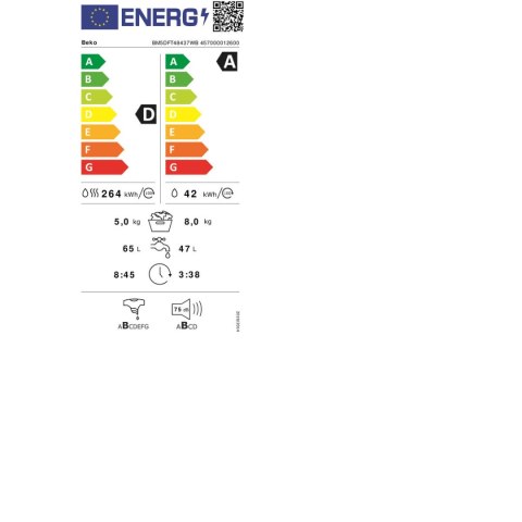 Washer - Dryer BEKO BM5DFT48437WB 1400 rpm 5 kg 8 kg
