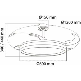 Wentylator sufitowy CristalRecord CHARLY L RETRAC Przezroczysty 80 W