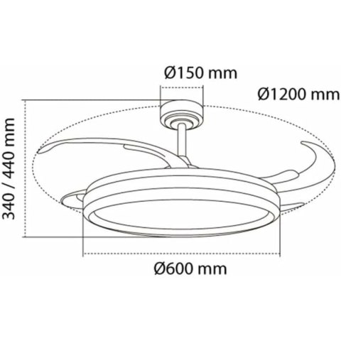 Wentylator sufitowy CristalRecord CHARLY L RETRAC Przezroczysty 80 W