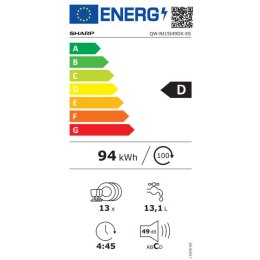 Zmywarka Sharp QWNI15I49DXES Do wbudowania