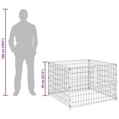 Kojec dla psa, srebrny, 100x100x70 cm, stalowy