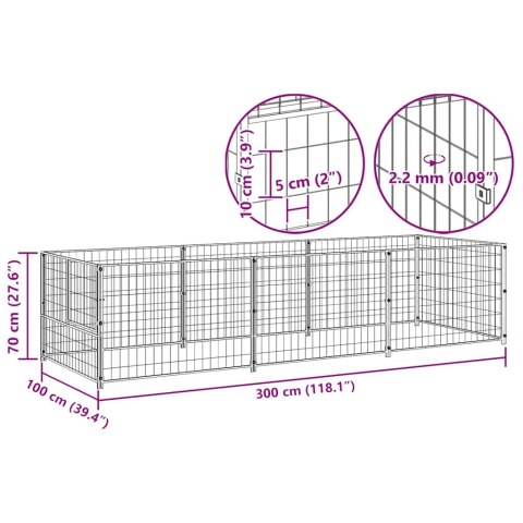 Kojec dla psa, srebrny, 3 m², stalowy