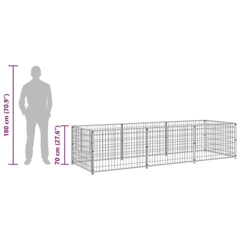 Kojec dla psa, srebrny, 3 m², stalowy