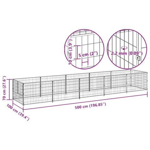 Kojec dla psa, srebrny, 5 m², stalowy