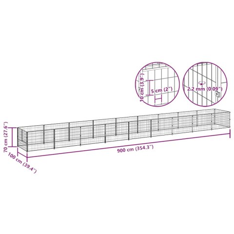 Kojec dla psa, srebrny, 9 m², stalowy