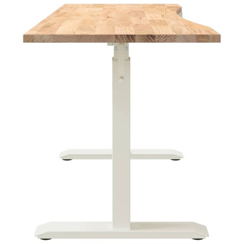 Biurko z przechowywaniem Biały i naturalny 140 x 60 cm Dąb lite