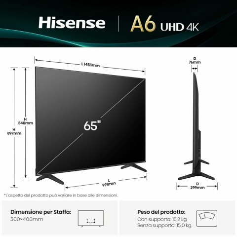 Smart TV Hisense 65A6Q 65" 4K Ultra HD LED HDR D-LED