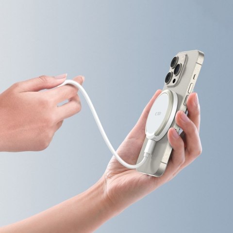 Ładowarka indukcyjna z podstawką kablem USB-A - USB-C MagSafe - biała