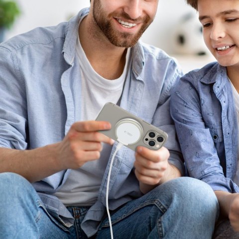 Ładowarka indukcyjna z podstawką kablem USB-A - USB-C MagSafe - biała