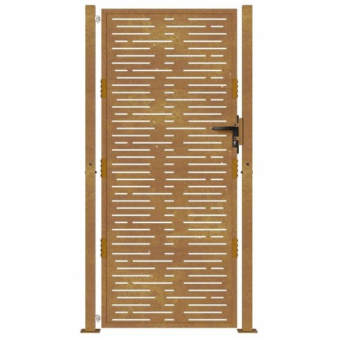 Furtka ogrodowa, 100x175 cm, stal kortenowska, motyw prostokąty