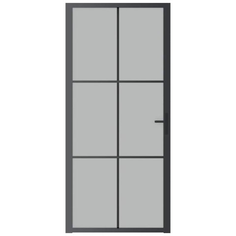 Drzwi wewnętrzne, 93x201,5 cm, czarne, matowe szkło i aluminium