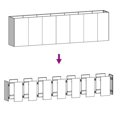 Podwyższona donica, 280x40x80 cm, stal kortenowska