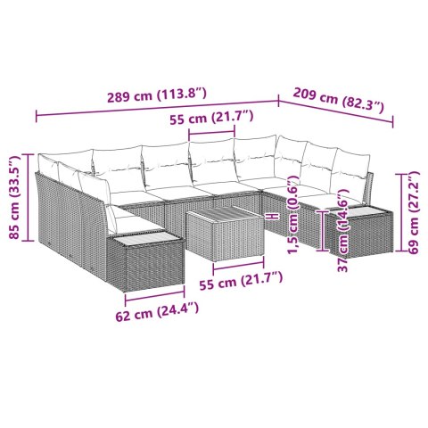 Zestaw Sof na Ogród z poduszką 5 pcs Czarny Technorattan
