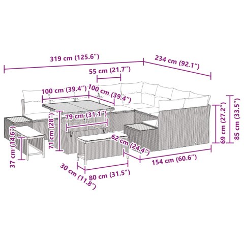 Zestaw Sof na Ogród z poduszką Czarny Polirattan