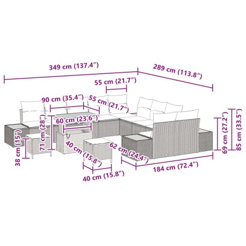 Zestaw Sof na Ogród z poduszką Czarny Polirattan