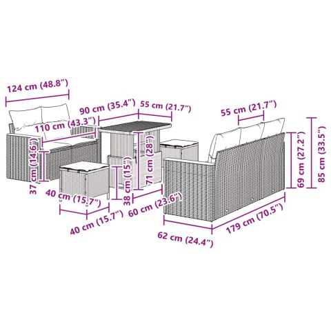 Zestaw Sof na Ogród z poduszką Czarny Polirattan