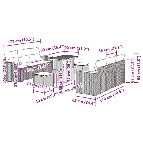 Zestaw Sof na Ogród z poduszką Czarny Polirattan
